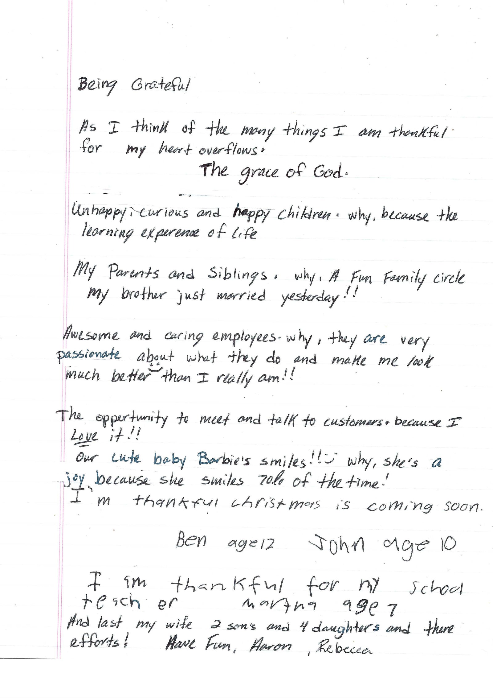 Warm thanks from farmer Aaron and his family