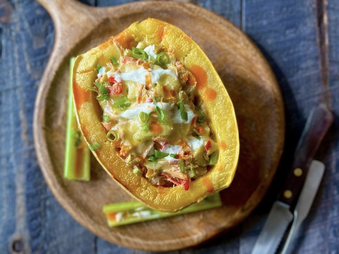 Buffalo Chicken Spaghetti Squash