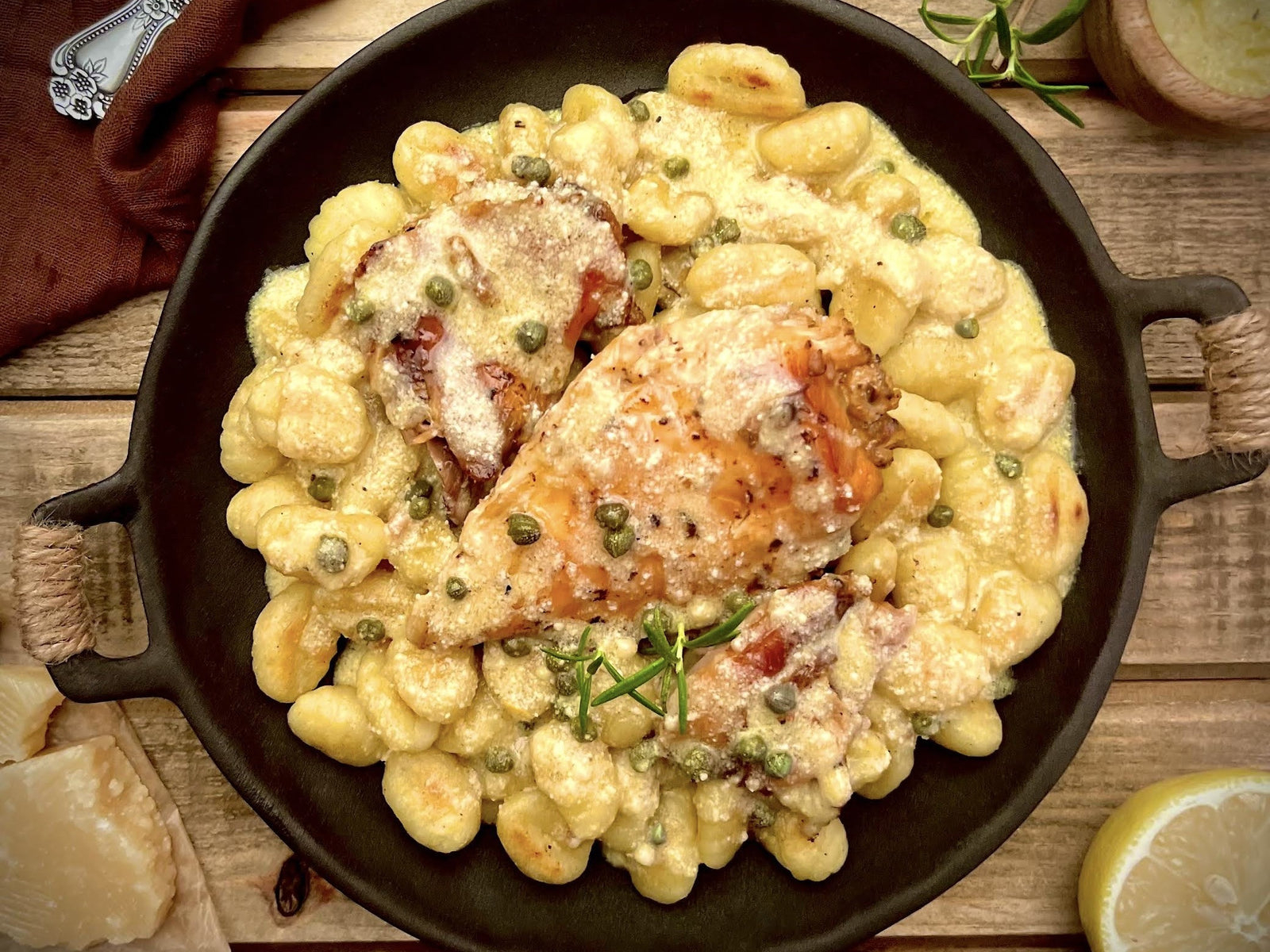 Stewing Hen with Gnocchi and Lemon Butter Parmesan Sauce