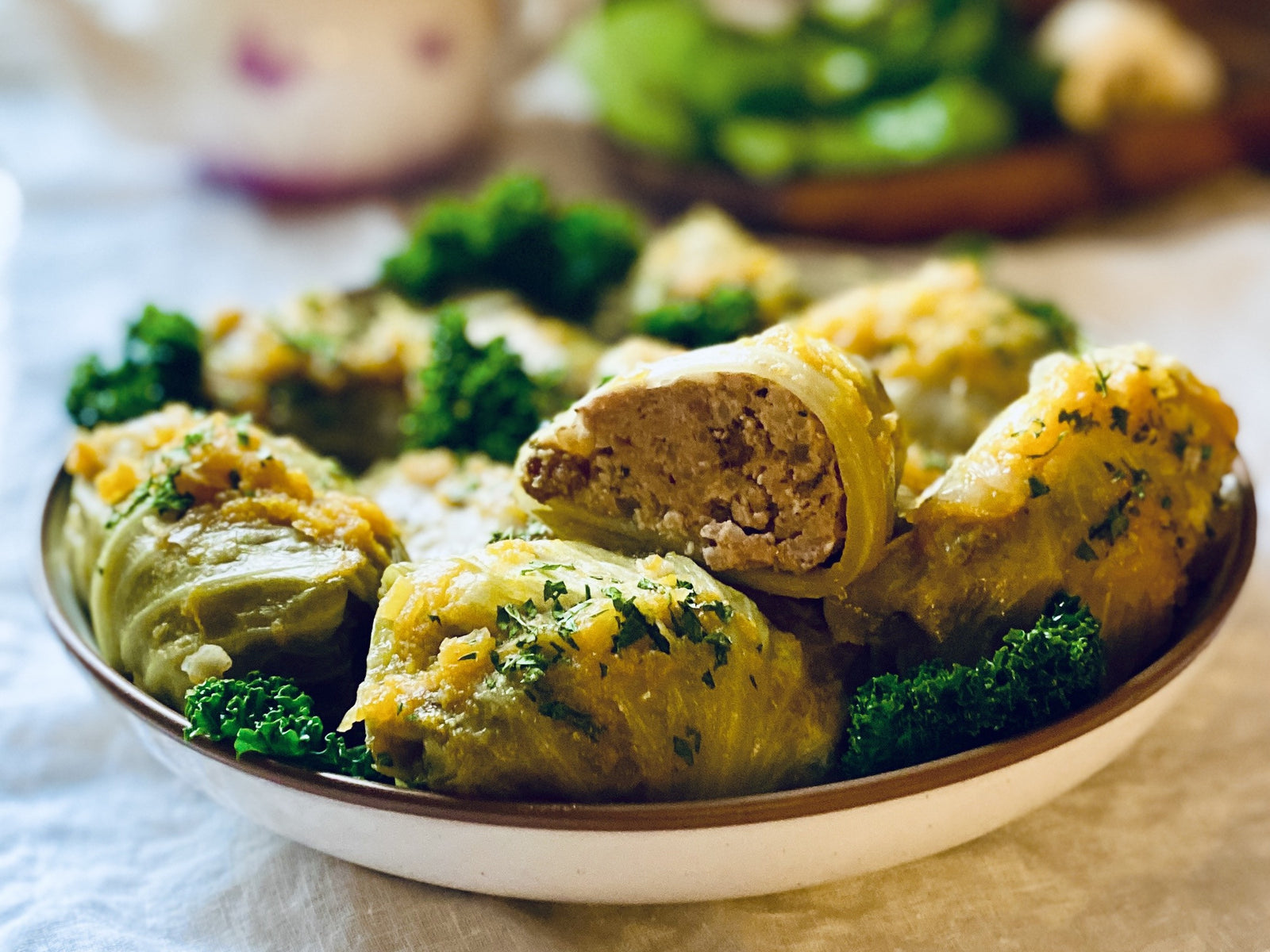 Stuffed Cabbage with Butternut Squash Sauce