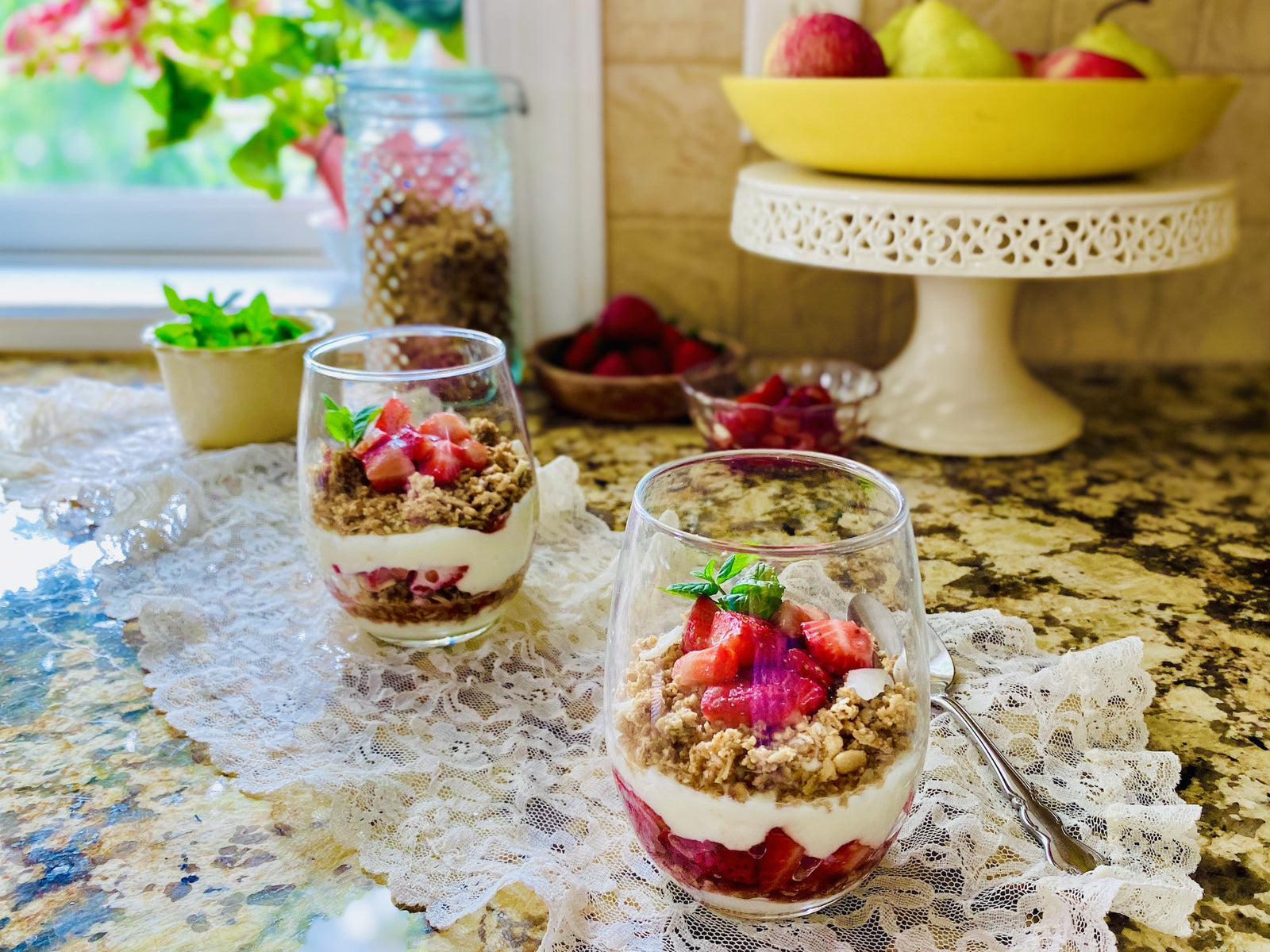 Strawberry Yogurt Parfait with Homemade Granola