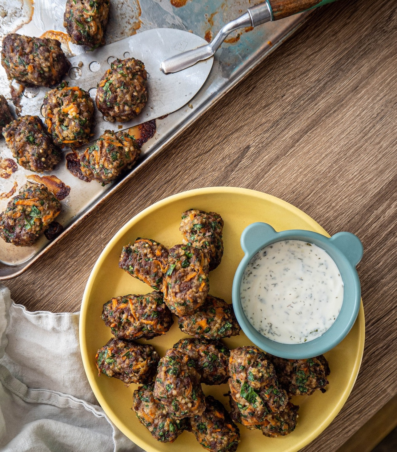 Nourishing Beef & Millet Nuggets with Raw Greek Yogurt Ranch