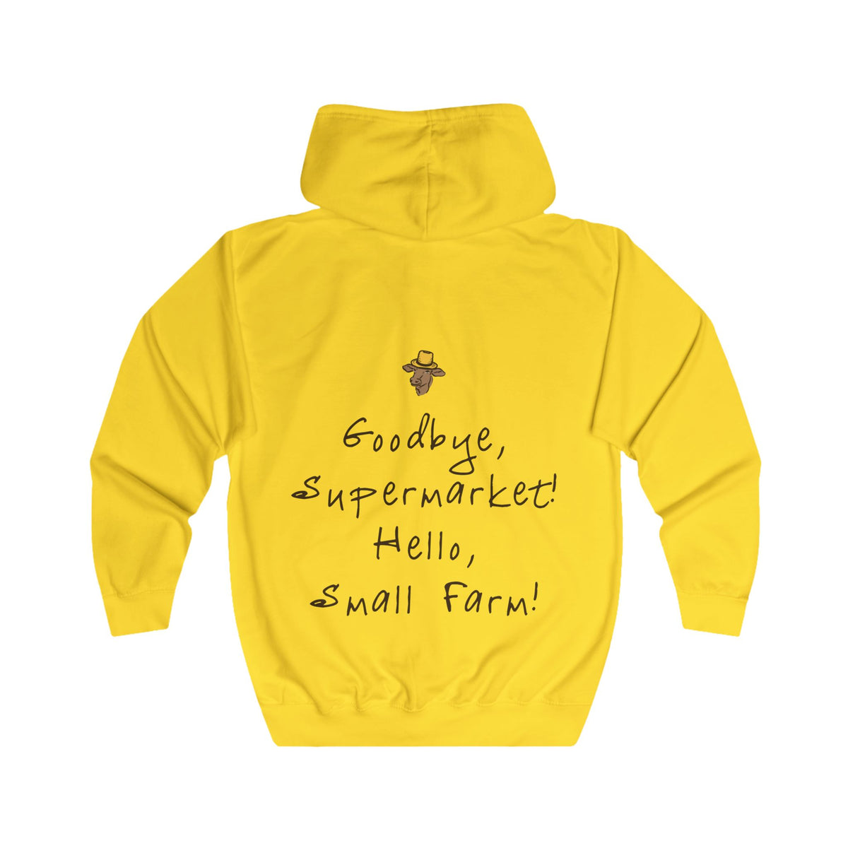 Adult Full Zip Hoodie - Miller's Bio Farm Logo + Goodbye Supermarket Hello Small Farm