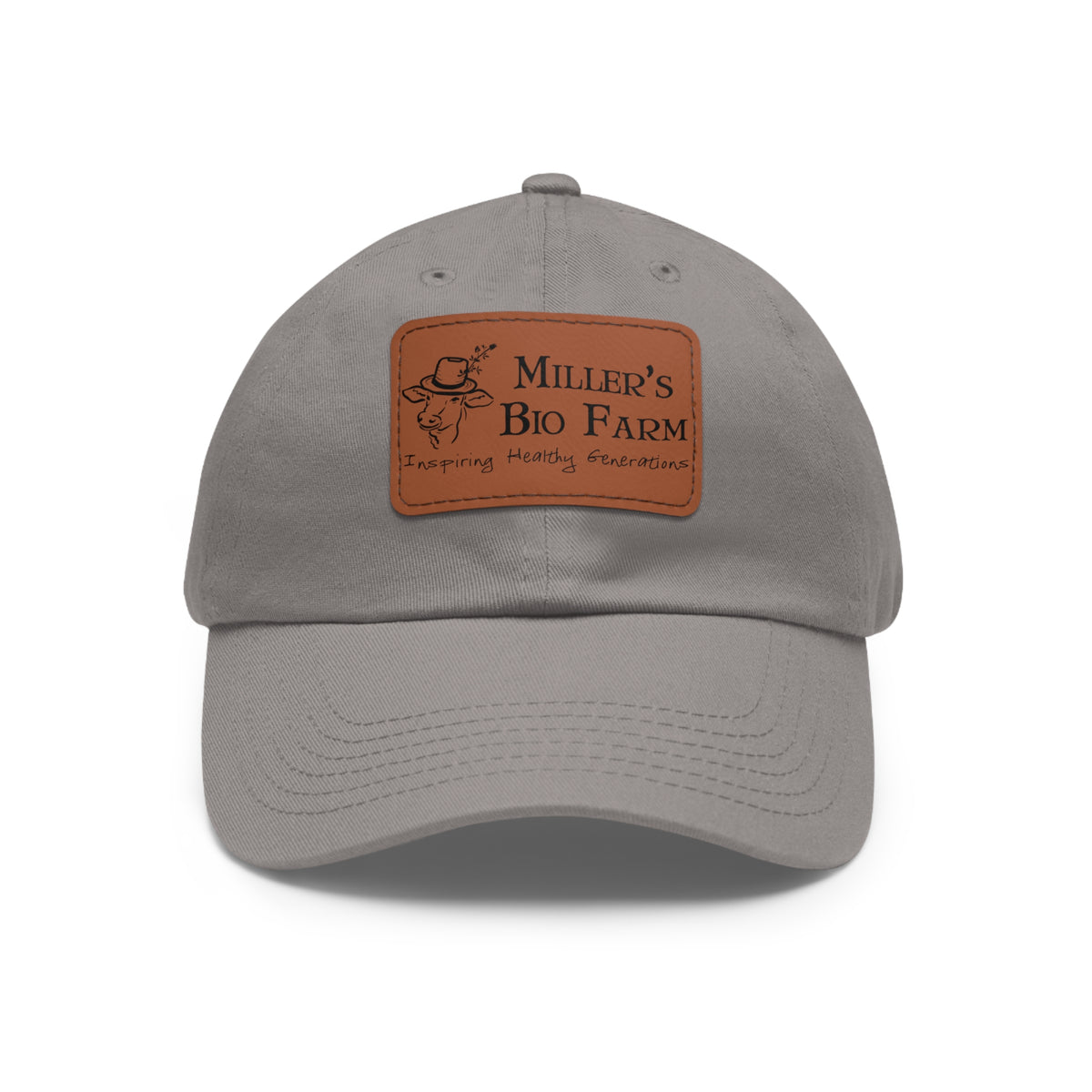 Dad Hat with Leather Patch (Rectangle) - Miller's Bio Farm