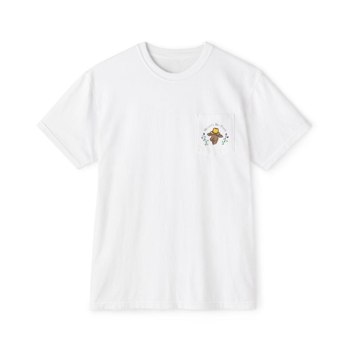 Unisex Pocket T-Shirt - Miller's Bio Farm - Goodbye Supermarket Hello Small Farm