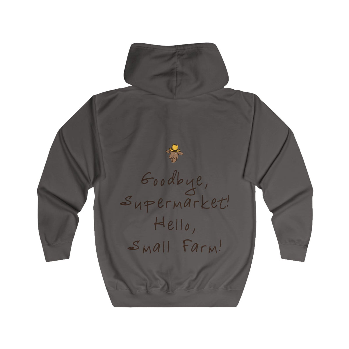 Adult Full Zip Hoodie - Miller's Bio Farm Logo + Goodbye Supermarket Hello Small Farm