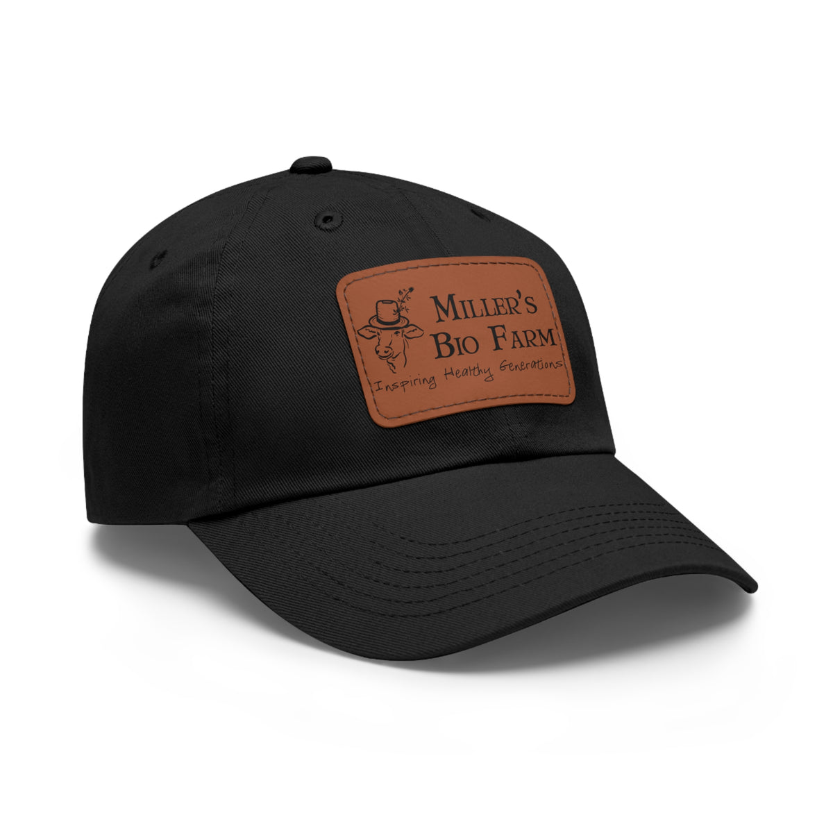 Dad Hat with Leather Patch (Rectangle) - Miller's Bio Farm