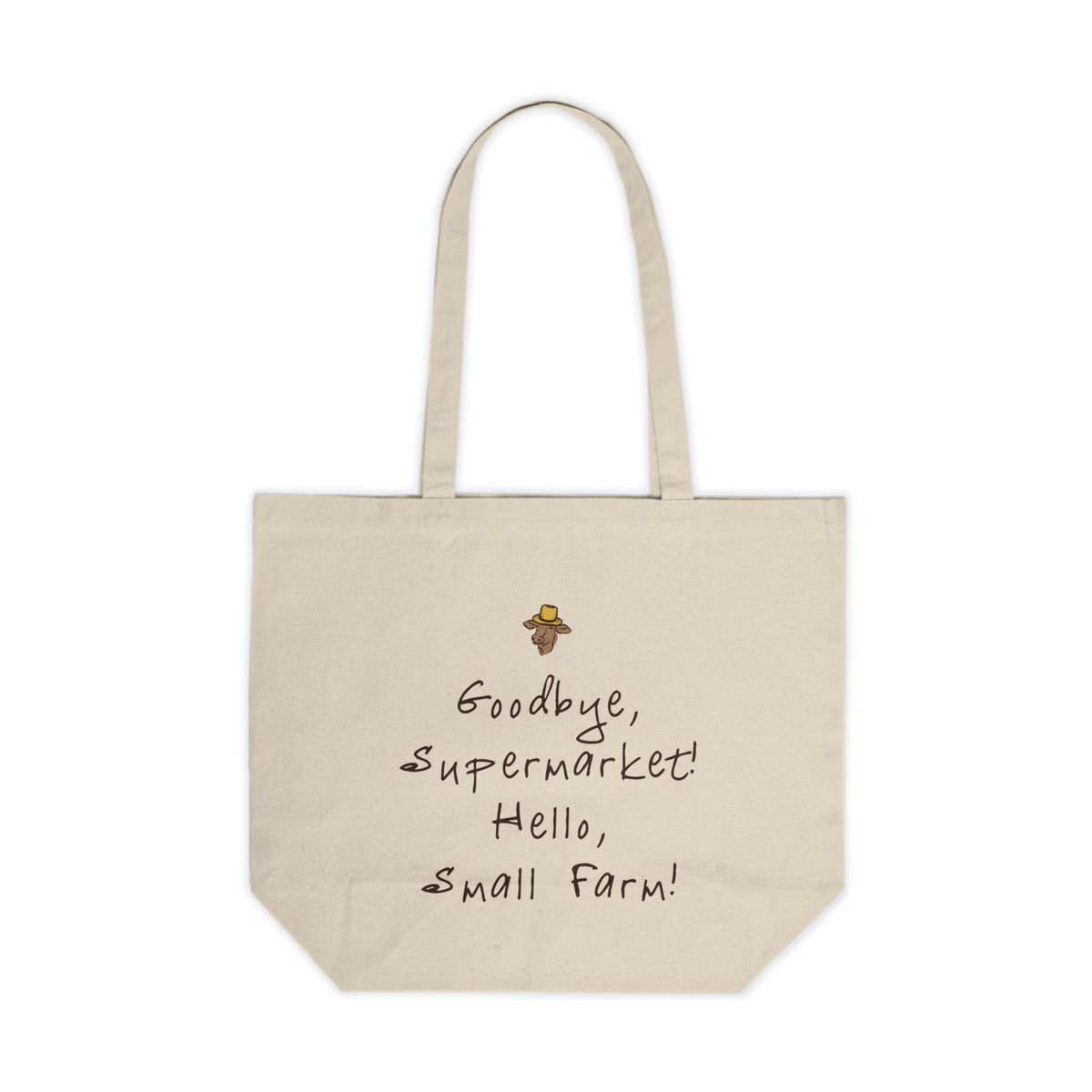 Canvas Shopping Tote - Miller's Bio Farm Logo + Goodbye Supermarket Hello Small Farm