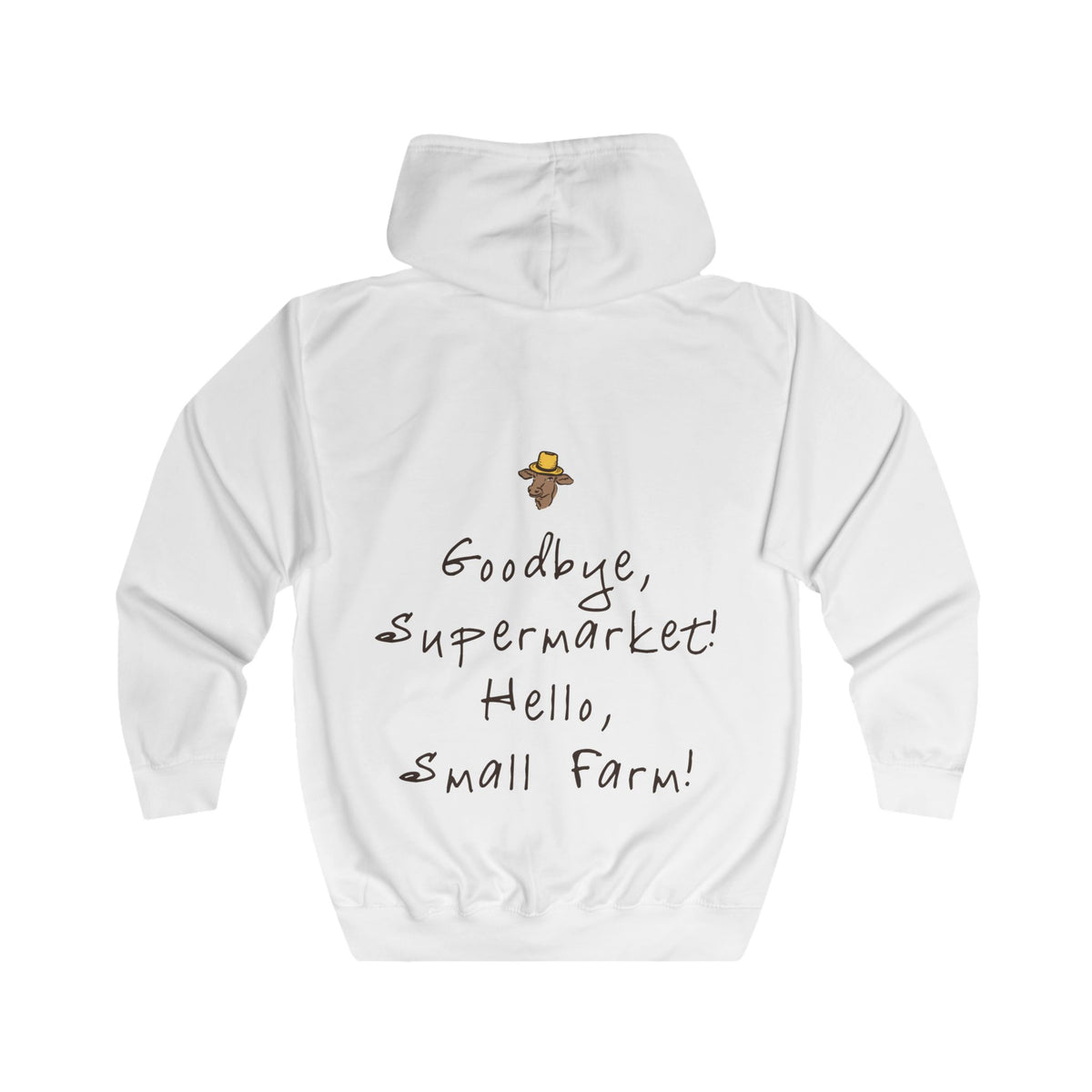 Adult Full Zip Hoodie - Miller's Bio Farm Logo + Goodbye Supermarket Hello Small Farm