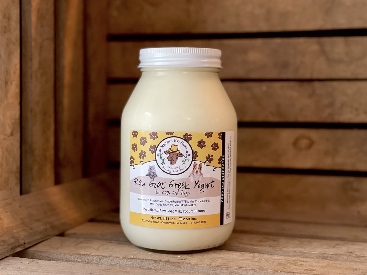 1 quart - Raw Plain Greek Goat Yogurt for Cats & Dogs (Glass)