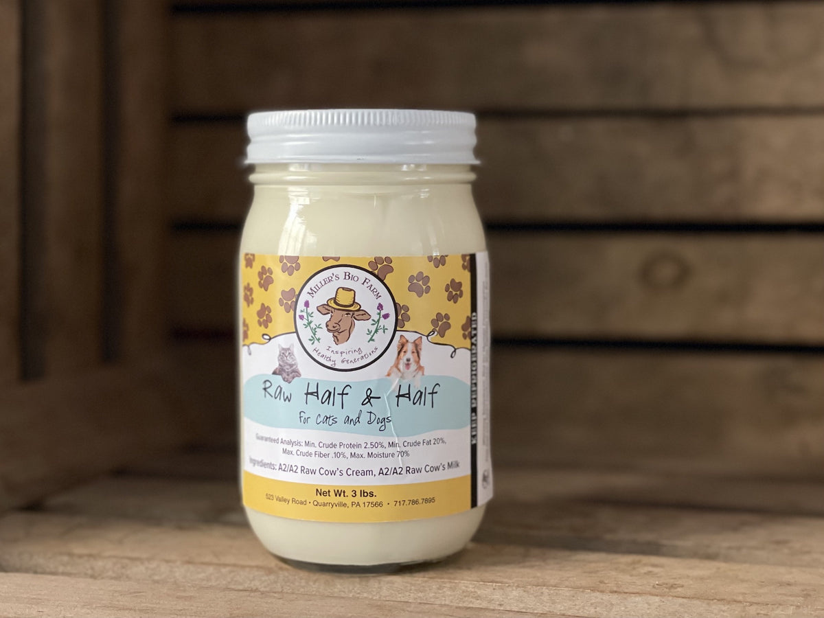 1 pint - Raw A2/A2 Half & Half for Cats & Dogs (Glass)