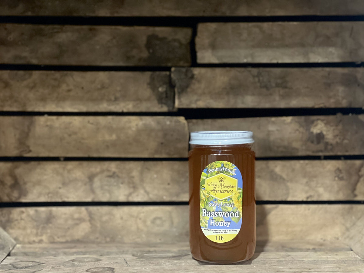 Raw Basswood Honey, 1lb (Glass)