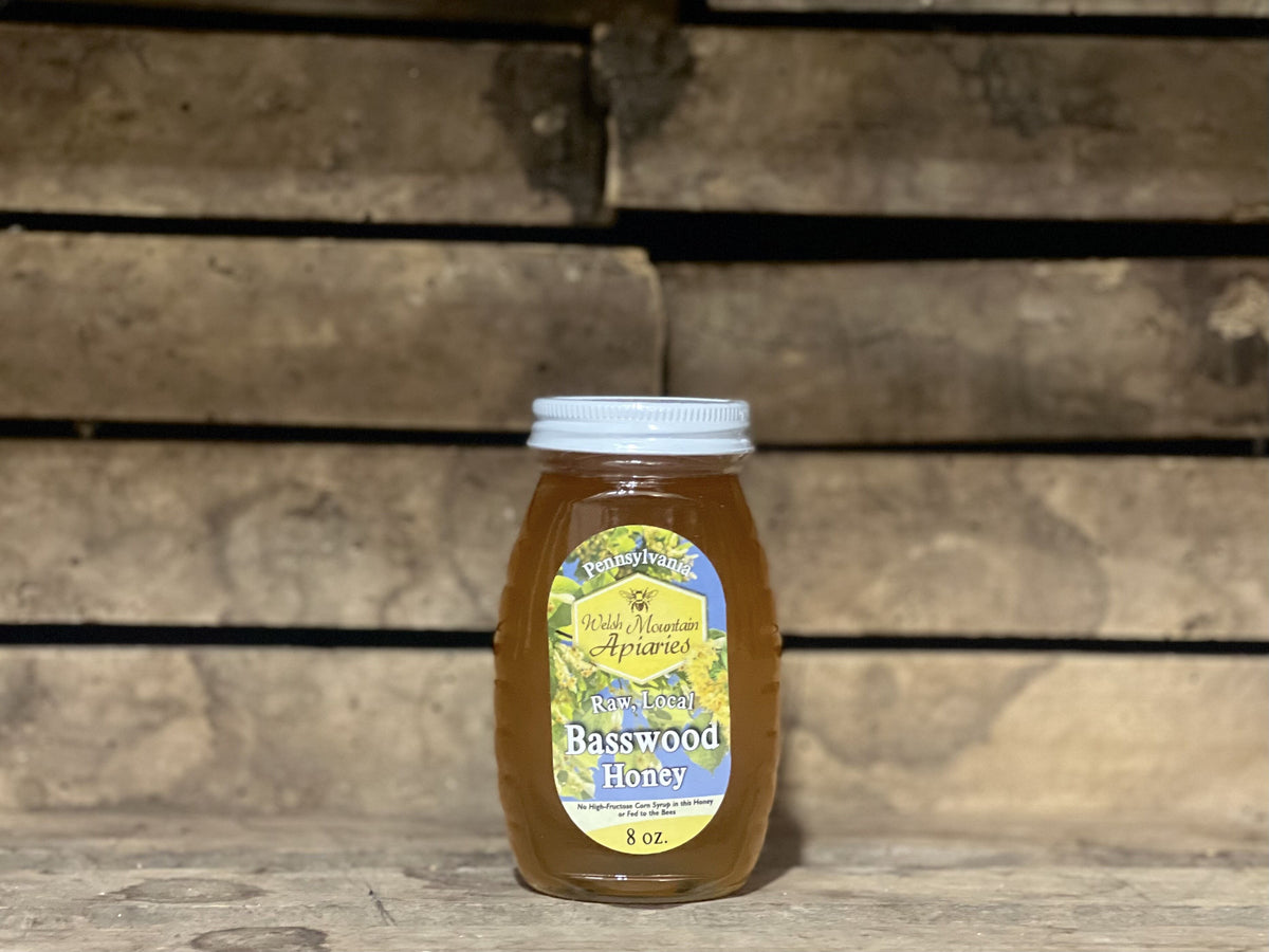 Raw Basswood Honey, 8oz (Glass)