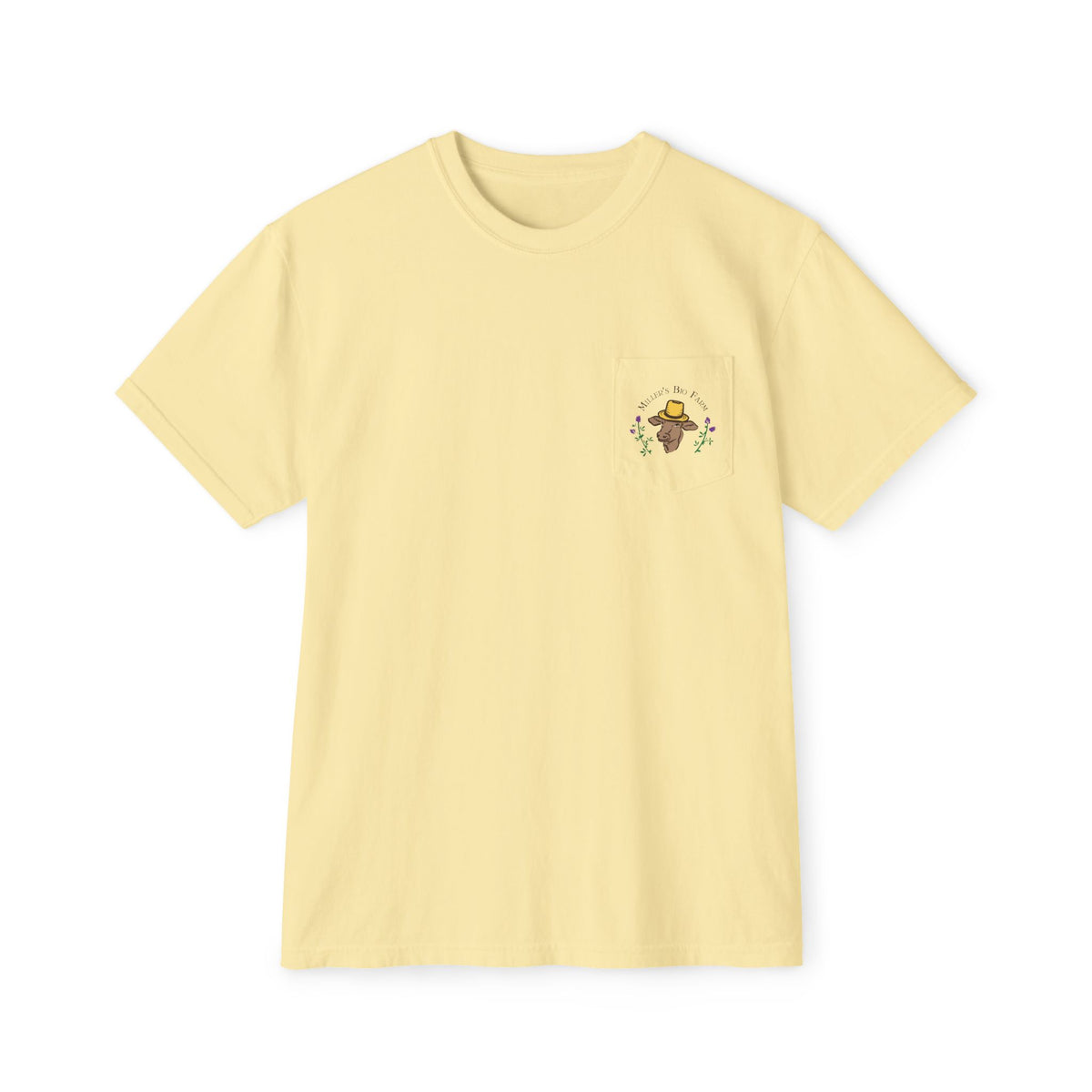 Unisex Pocket T-Shirt - Miller's Bio Farm - Goodbye Supermarket Hello Small Farm