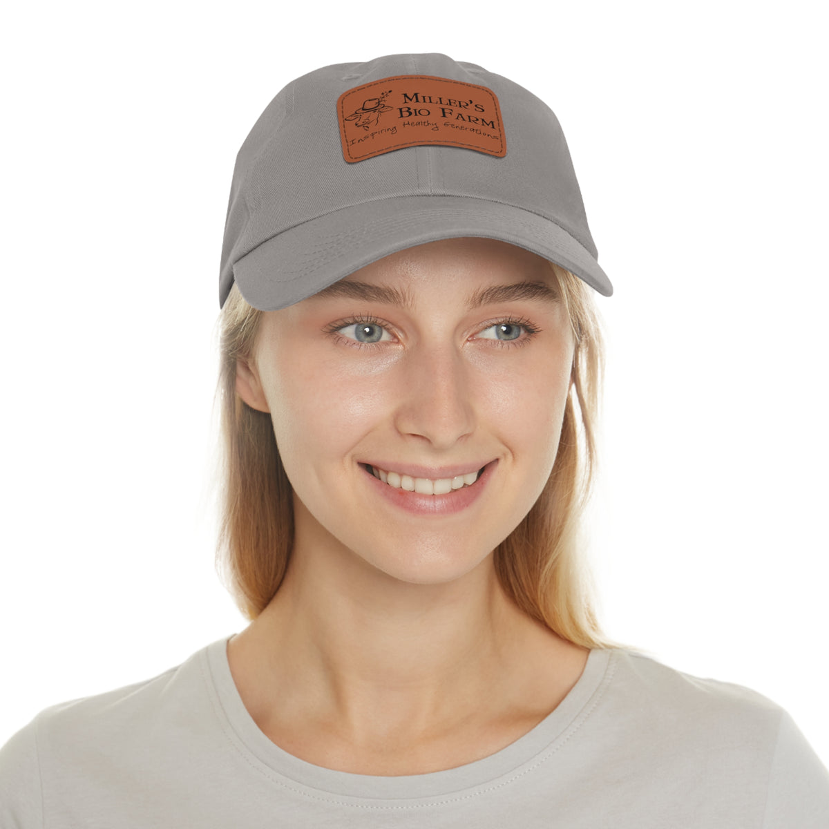 Dad Hat with Leather Patch (Rectangle) - Miller's Bio Farm