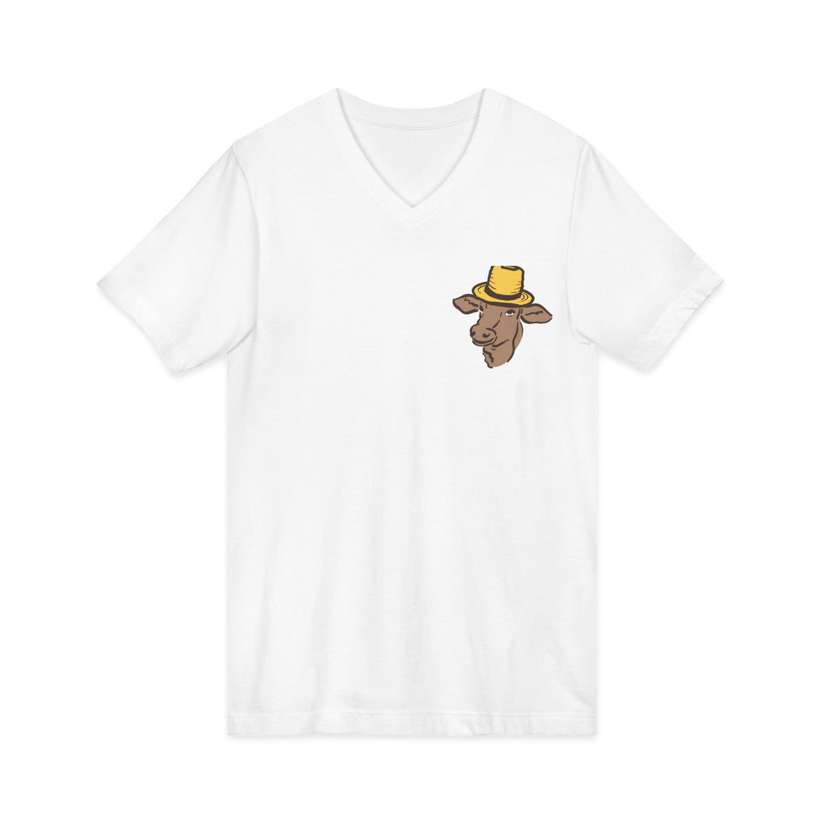 Adult White Jersey Short Sleeve V-Neck Tee - Miller's Bio Farm Logo