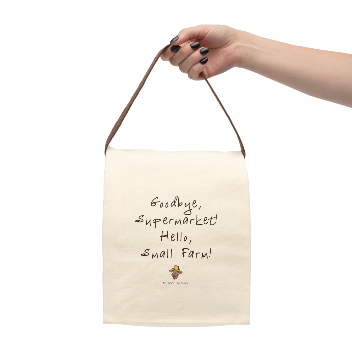 Canvas Lunch Bag With Strap - Goodbye Supermarket Hello Small Farm