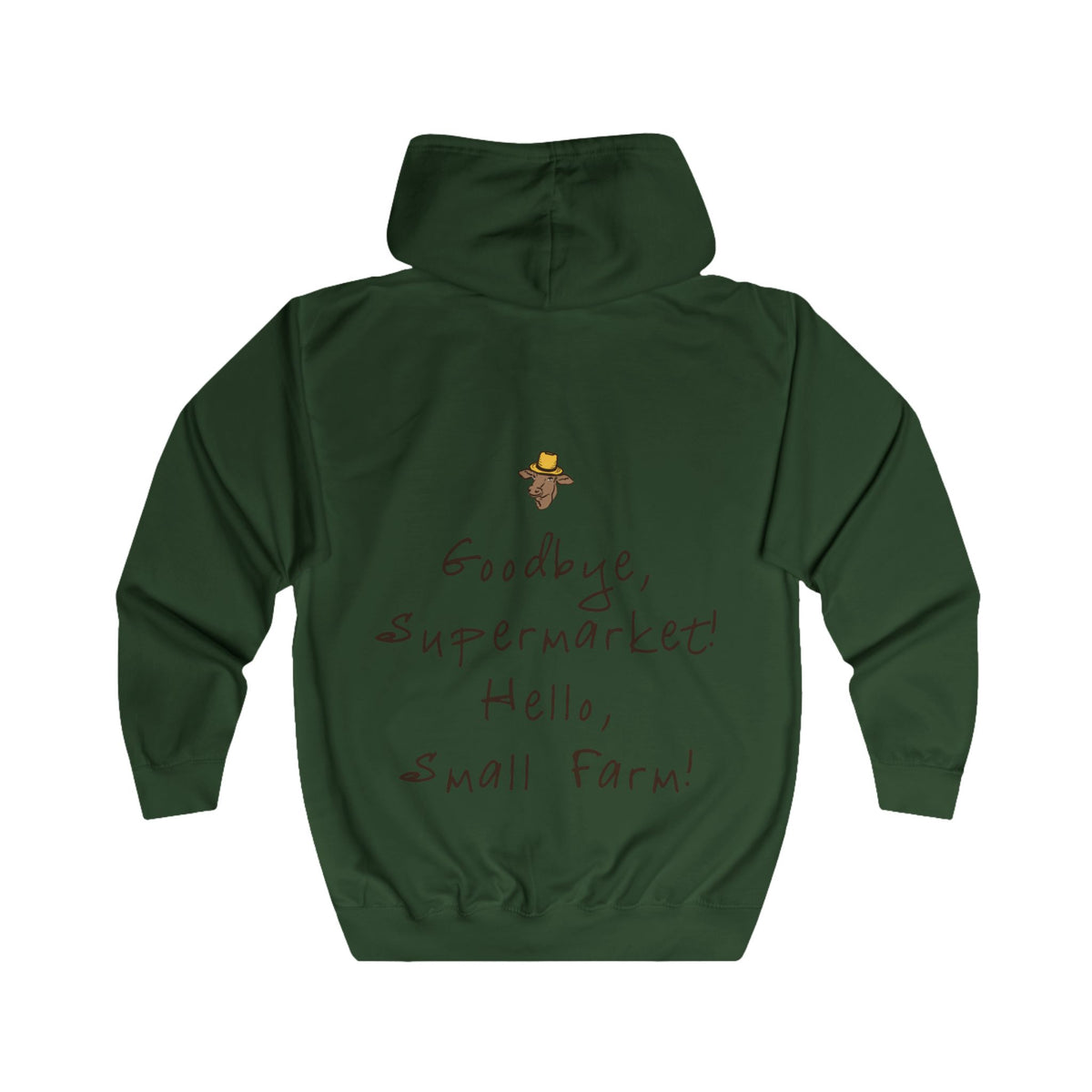 Adult Full Zip Hoodie - Miller's Bio Farm Logo + Goodbye Supermarket Hello Small Farm