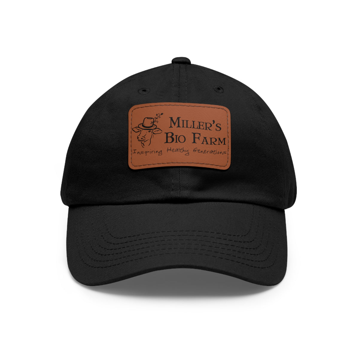Dad Hat with Leather Patch (Rectangle) - Miller's Bio Farm