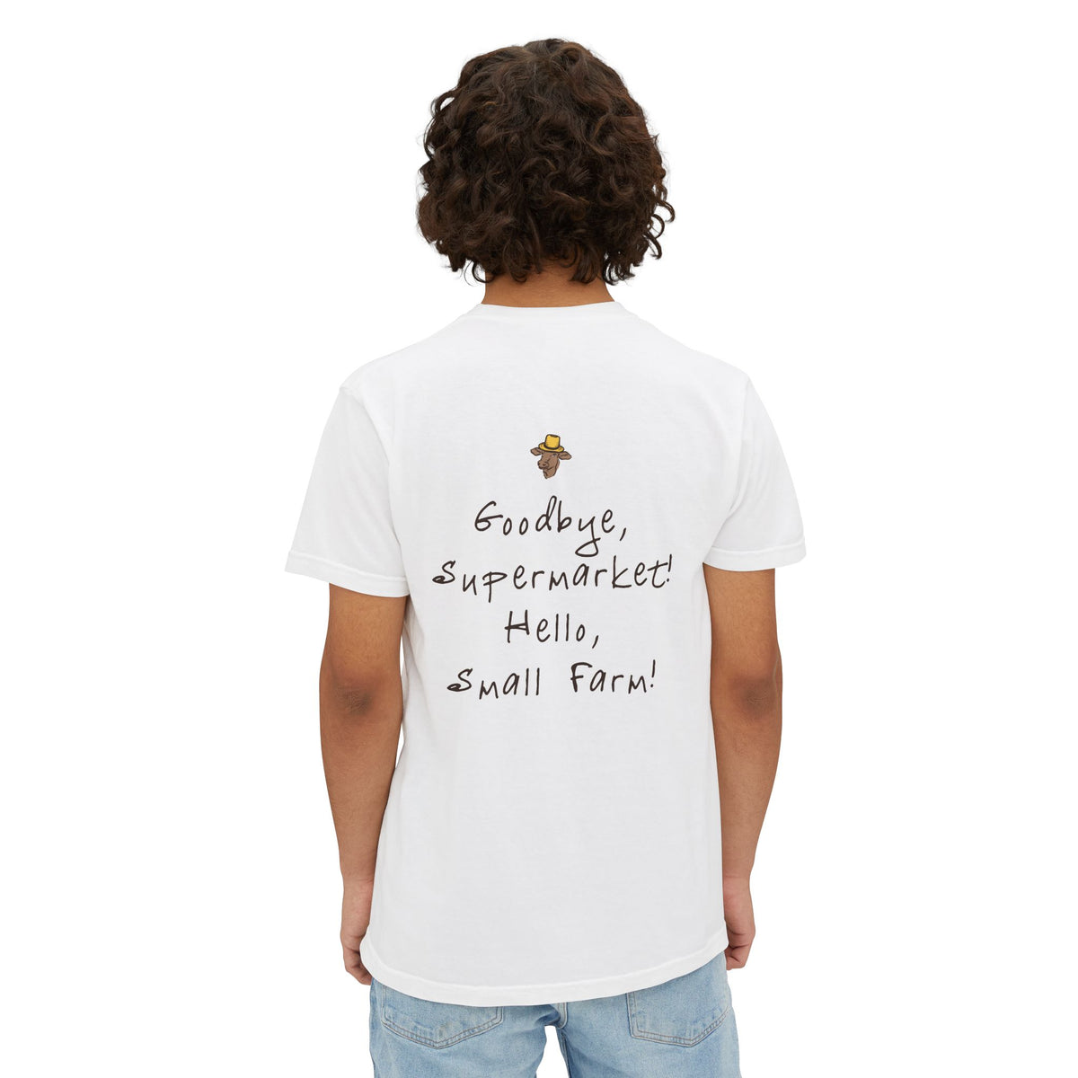 Unisex Pocket T-Shirt - Miller's Bio Farm - Goodbye Supermarket Hello Small Farm