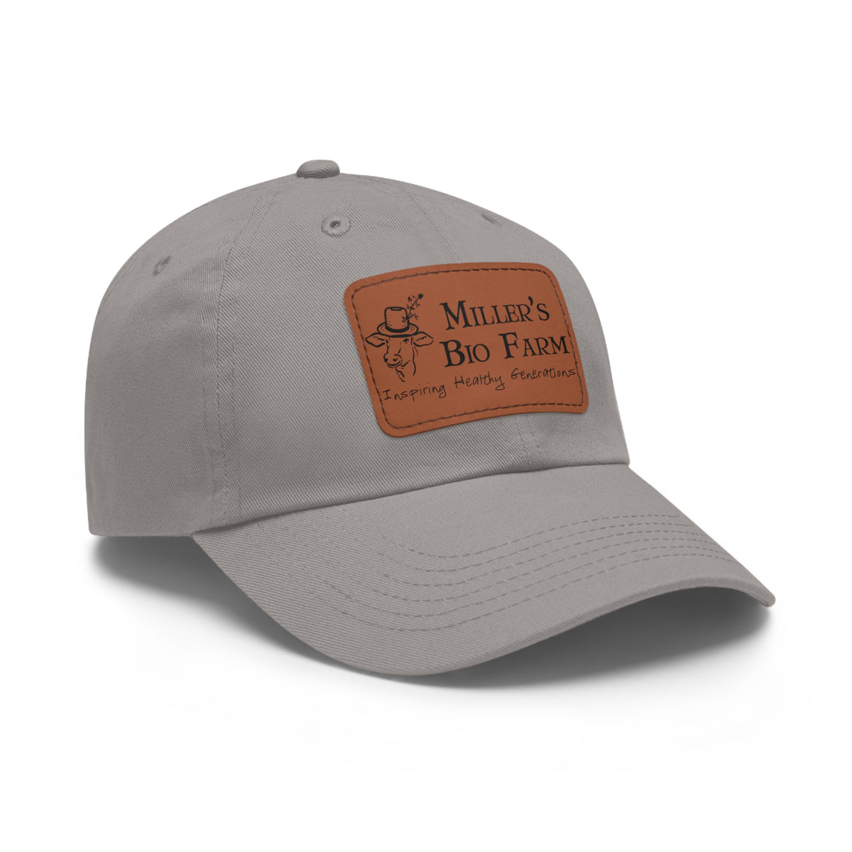 Dad Hat with Leather Patch (Rectangle) - Miller's Bio Farm